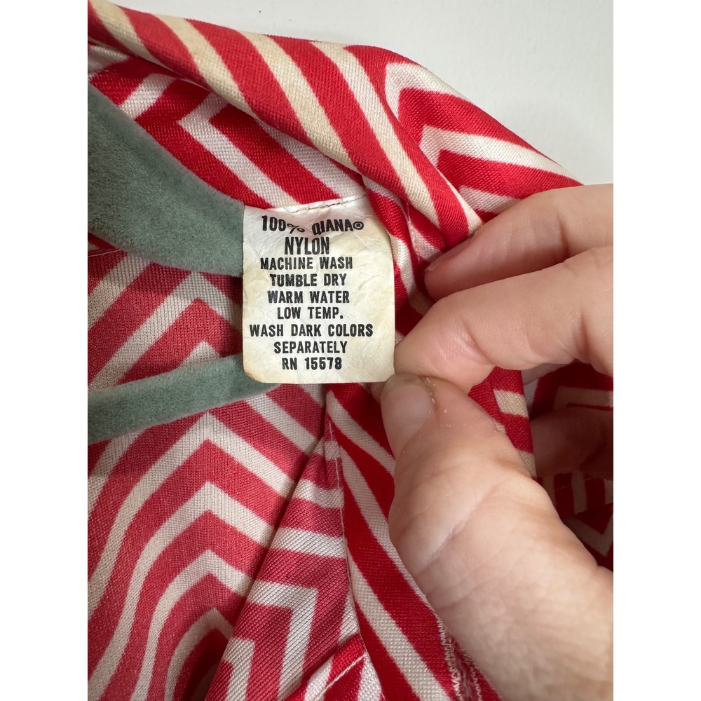 Vintage Young Dimensions for Saks Fifth Avenue Red White Chevron Shirt Dress 8 - Picture 7 of 7